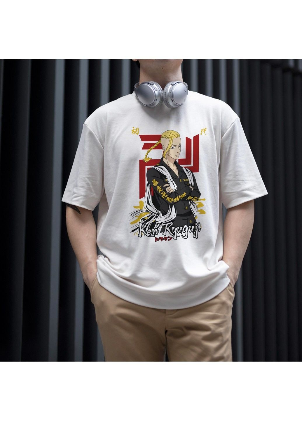 Белая футболка c принтом токийские мстители - рюгуджи кен (дракен) 2 we No Brand