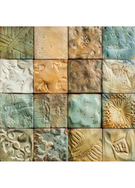 Вініловий фотофон керамічна плитка, фактурні квадрати в ніжних природних тонах, фон для зйомки, 200x200 см, №551299 PhotoVinyl (354371288)