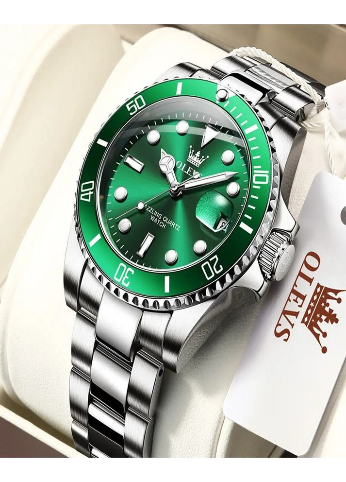 Часы 5885 Green Natural мужские кварцевые наручные в стальном корпусе Olevs (354820500)