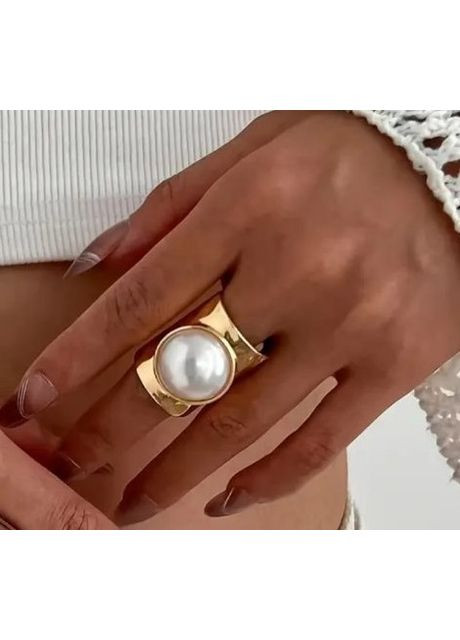 Кільце жіноче Широке акцентне з намистиной No Brand (351385016)