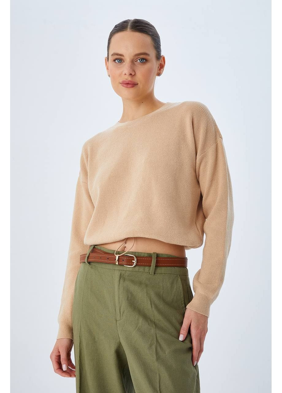 Бежевый демисезонный свитер женский повседневный пуловер Style Point