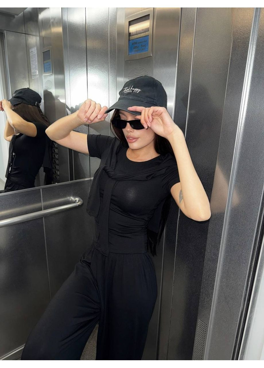 Стильний базовий костюм трійка з палаццо для весни та літа Україна (351480343)