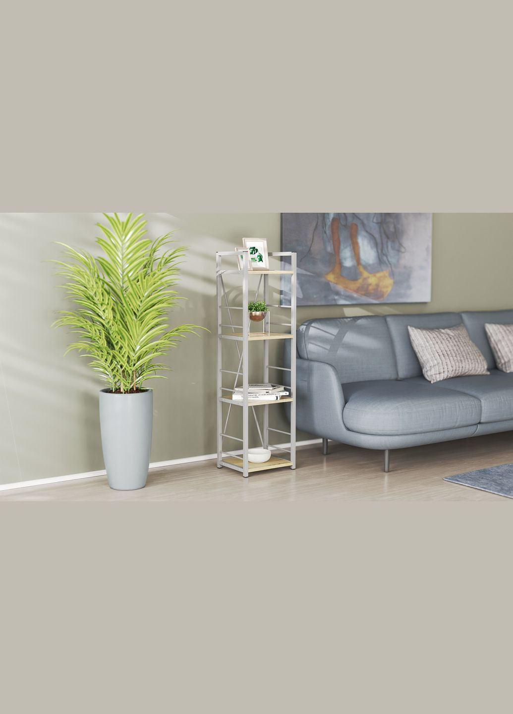 Этажерка 4/34 Серии Коннект 120x34x28 серый ДСП 16мм (FRD-104286) Ferrum-decor (351358839)