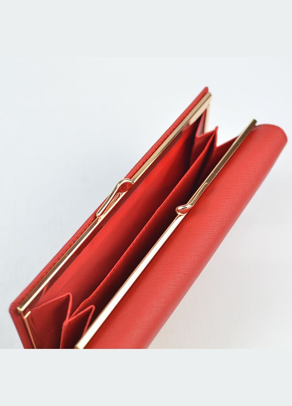 Красный кожаный женский классический кошелек на кнопке с монетницей No Brand (305821990)