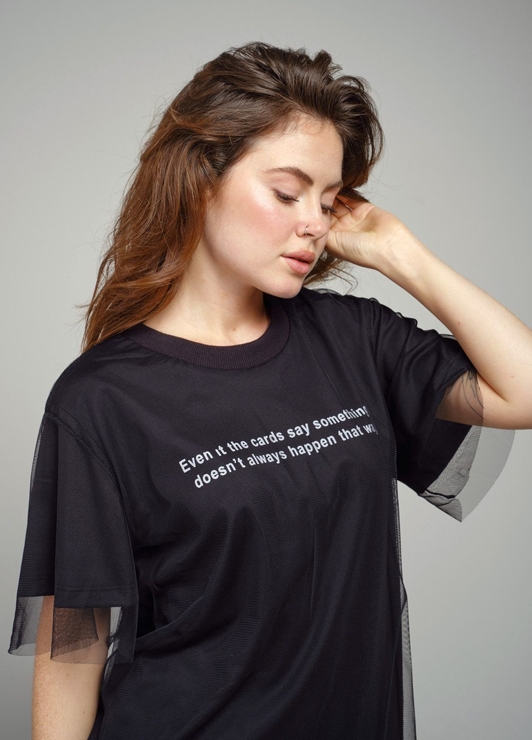 Чорна літня футболка жіноча з сіткою 342772 Power
