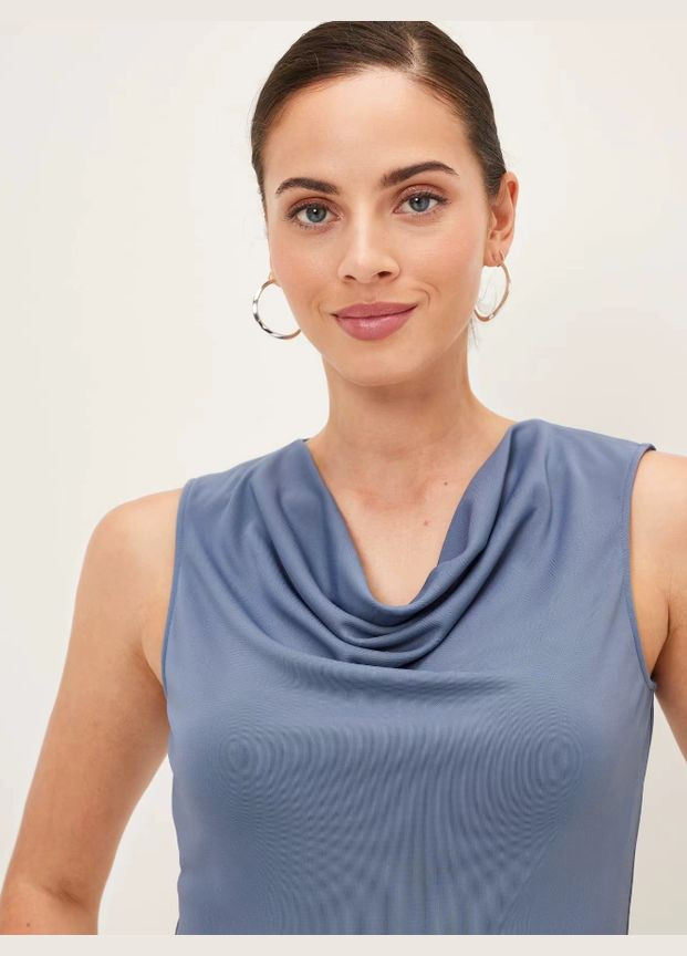 Женская футболка с воротником-хомутом дымчато-синяя Portmans - (337353563)