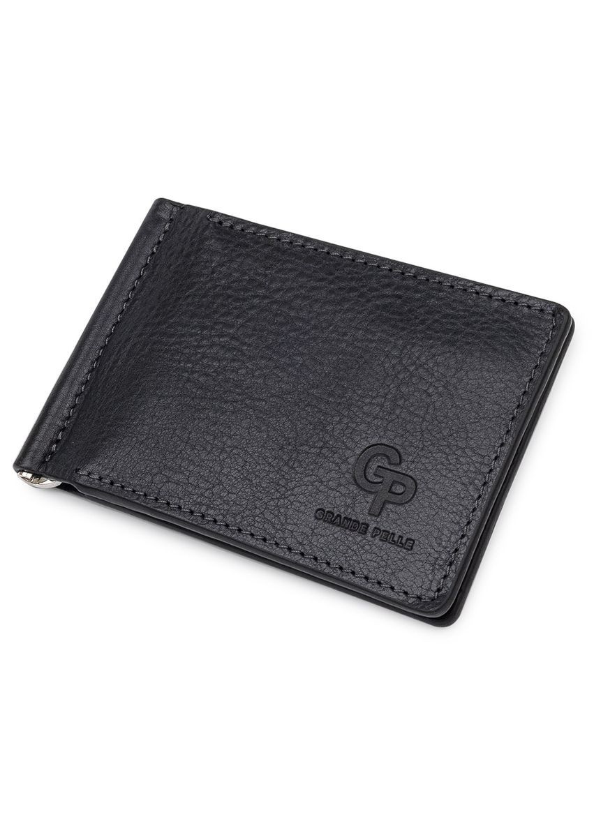 Чоловічий затиск для грошей з монетницею 11548 Чорний Grande Pelle (329151549)