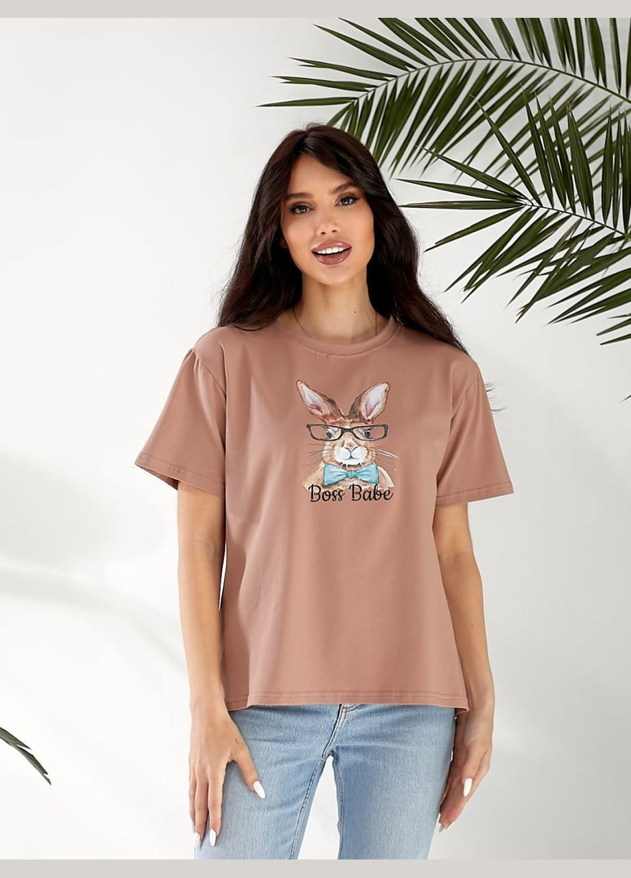 Базовая женская футболка с рисунком Fashion - (328387864)