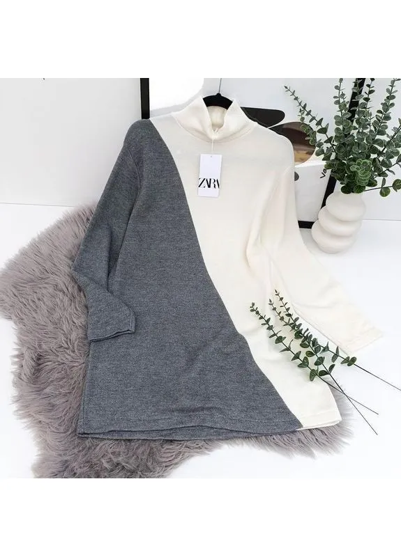 Белое короткое мягкое платье с длинными рукавами Zara