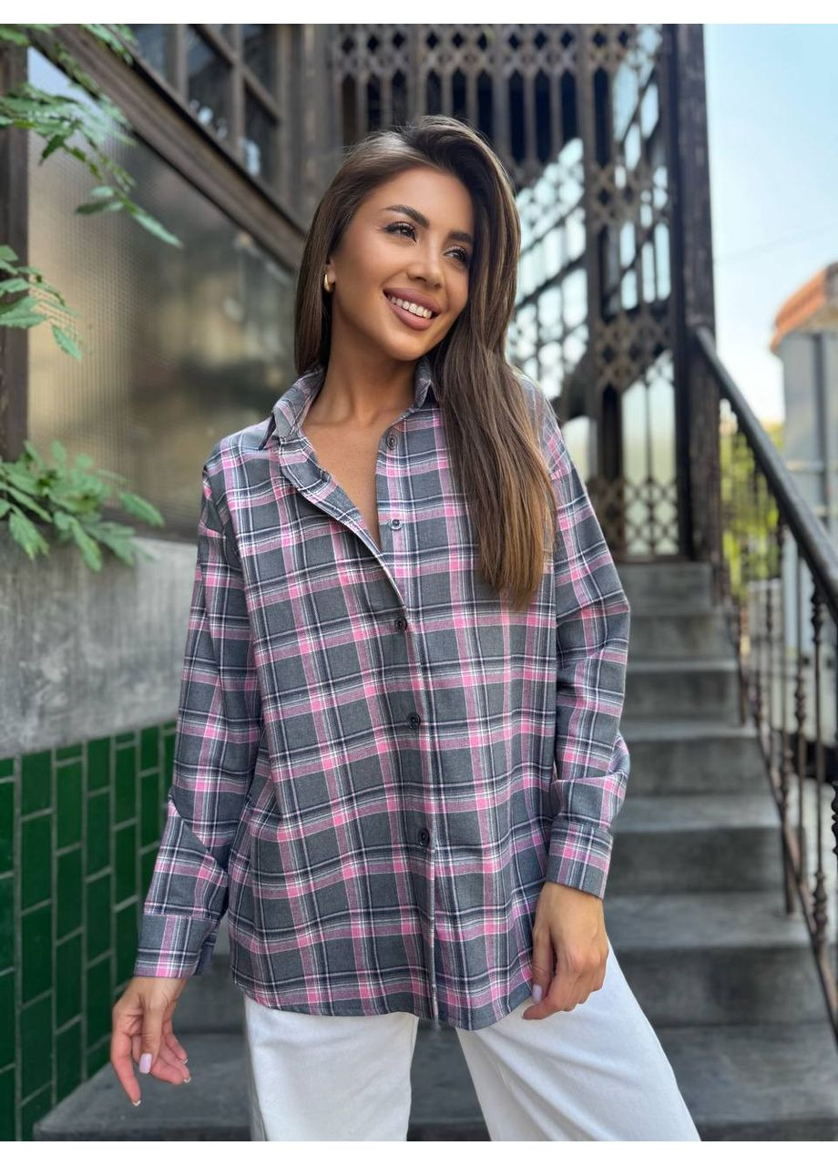 Розовая праздничный, повседневный, классическая рубашка в клетку queensleep_7km с длинным рукавом