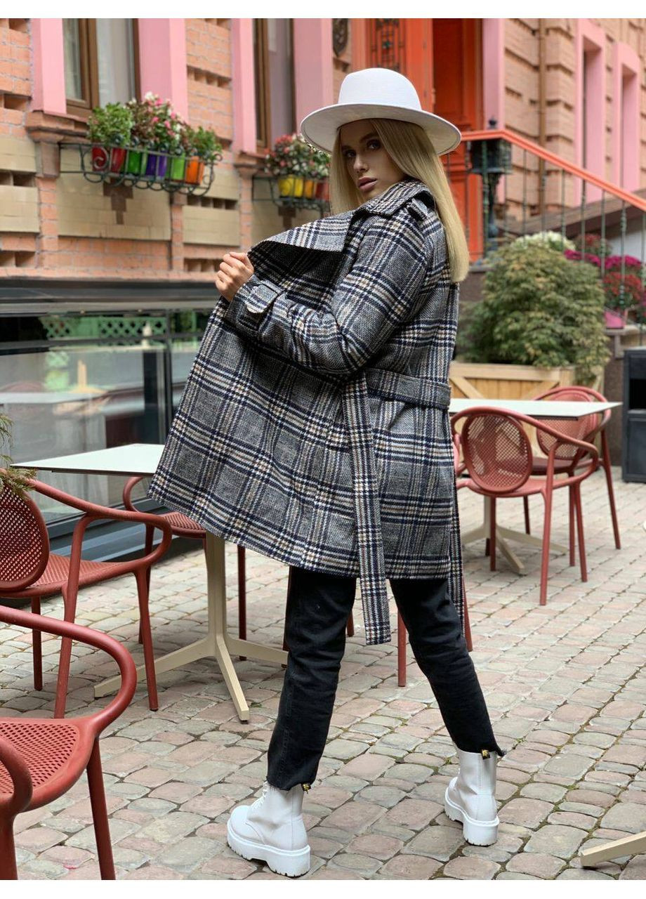 Сіре Пальто Paris клітина синій-беж milirud