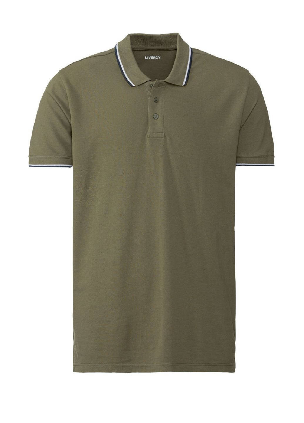 Оливковая (хаки) футболка-футболка-поло для мужчин Livergy однотонная