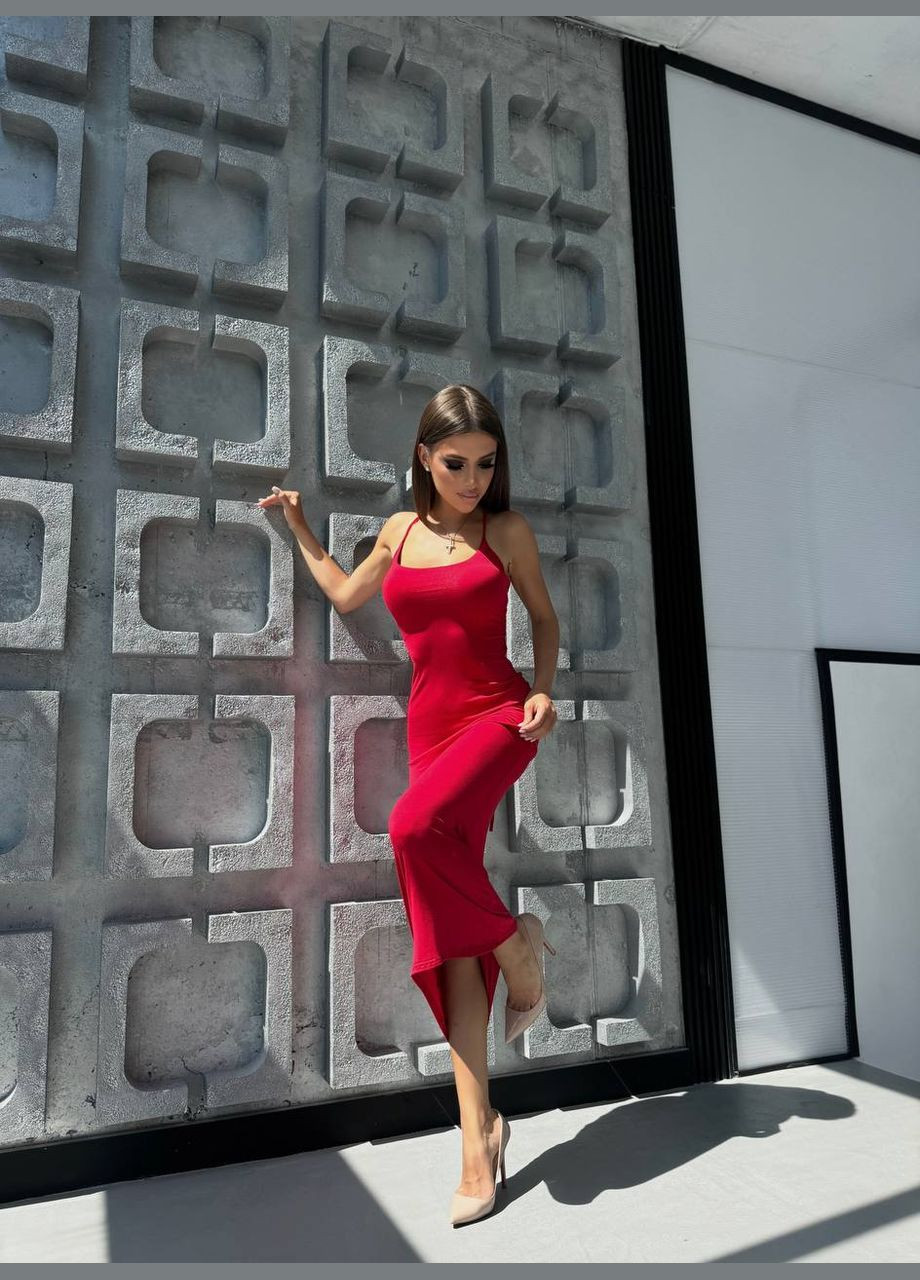 Красное коктейльное, повседневный, вечернее, пляжное, кэжуал женское платье силуэтная FINO Mode