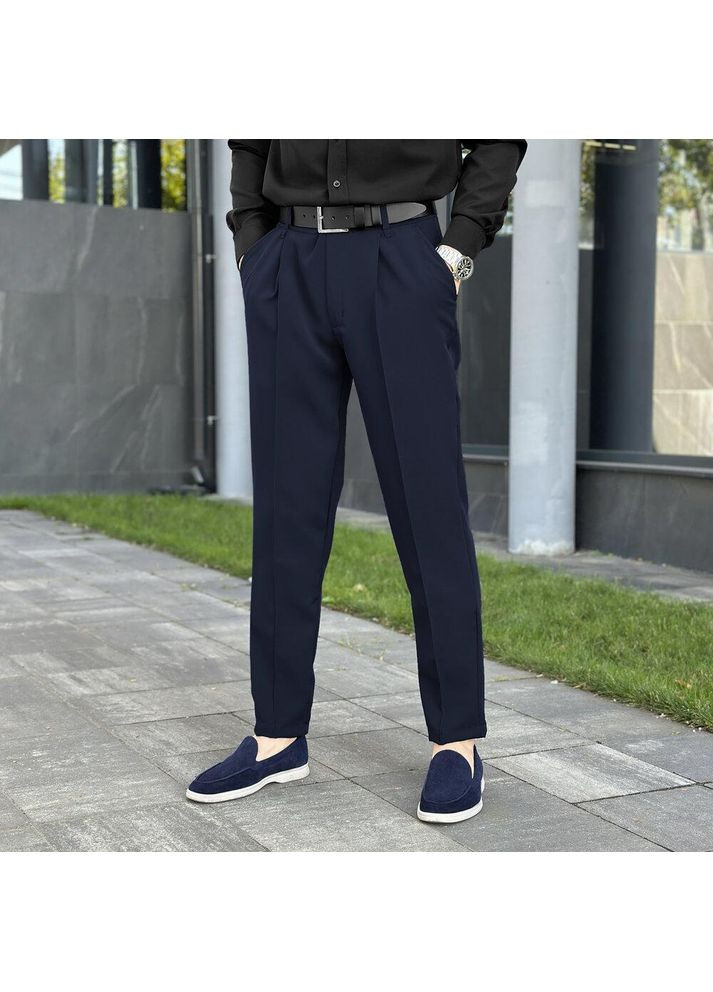 Темно-синие праздничный, повседневный, нарядные, классические, кэжуал демисезонные брюки Vakko