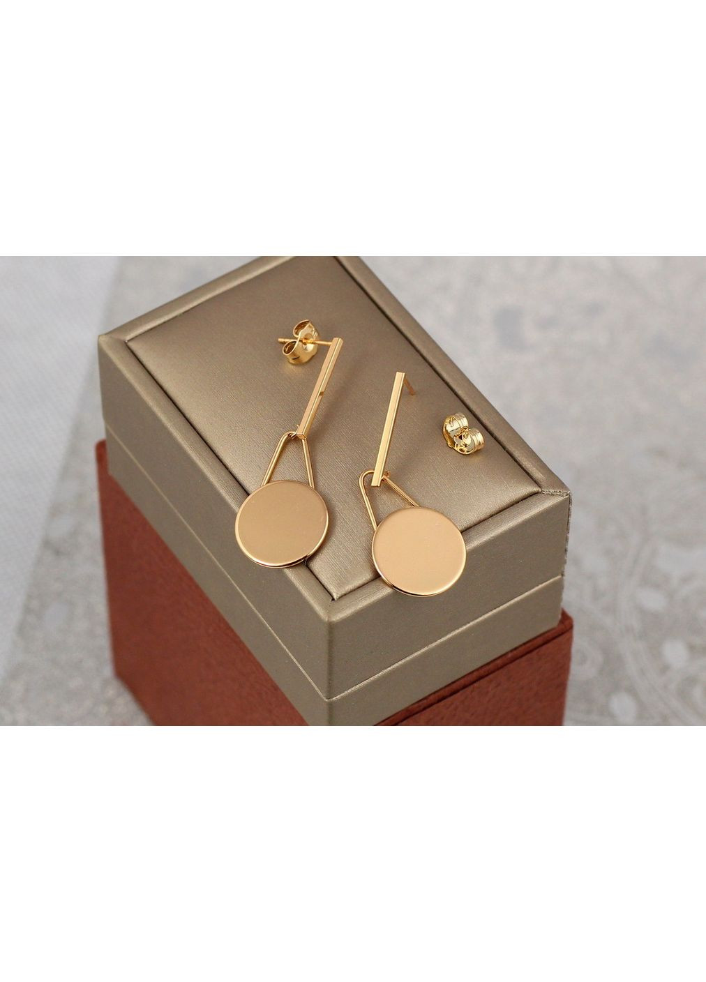 Серьги гвоздики монетка-маятник 1.7 см золотистые love-shopping Xuping Jewelry (354660550)