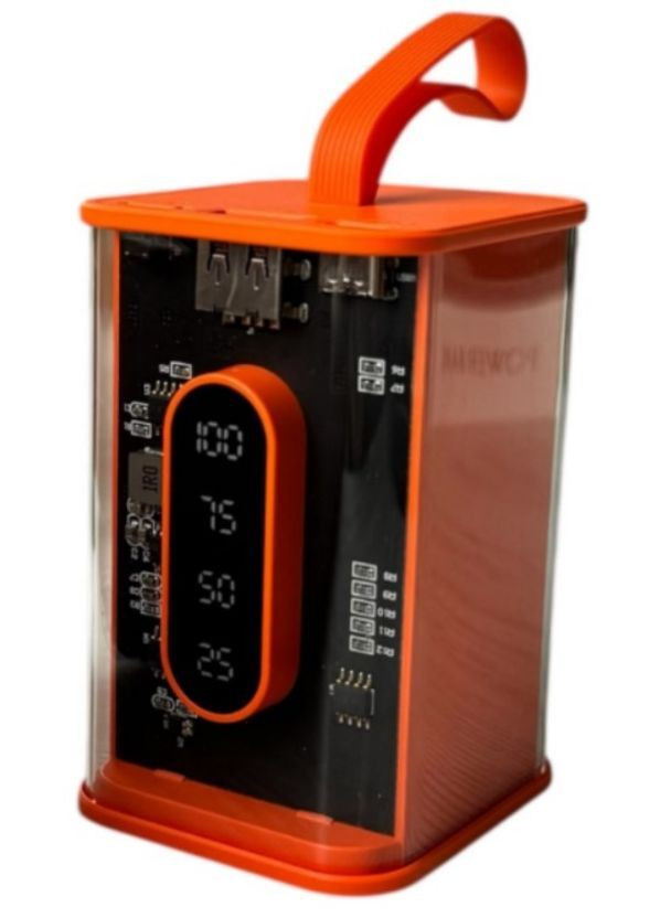 Портативный повербанк Power Bank с прозрачным корпусом и LED-индикацией заряда 20000 mAh Оранжевый (2104618816) No Brand (370606366)