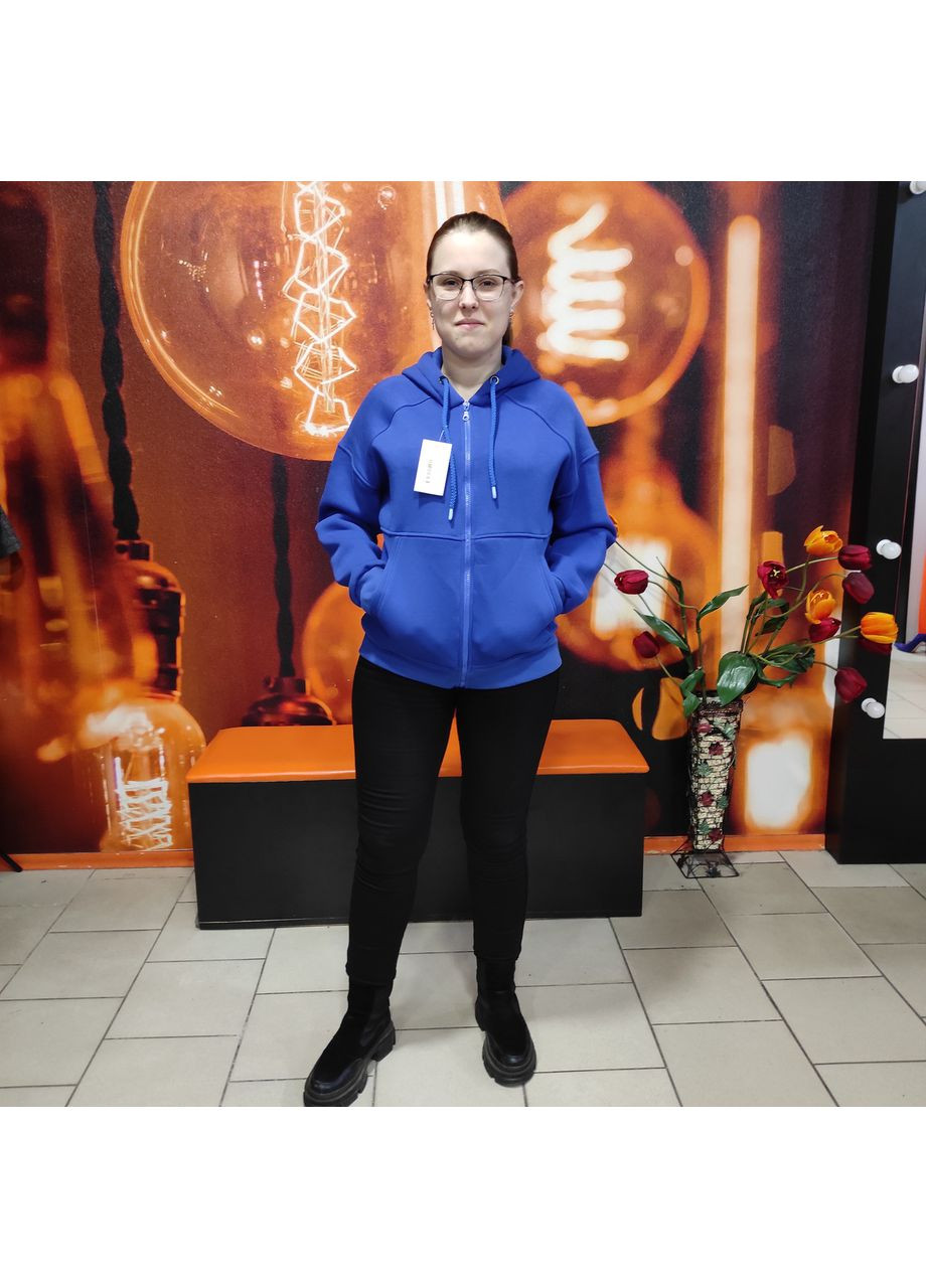 Толстовка женская теплая на флисе молния карманы М синяя AKSAN (354332011)