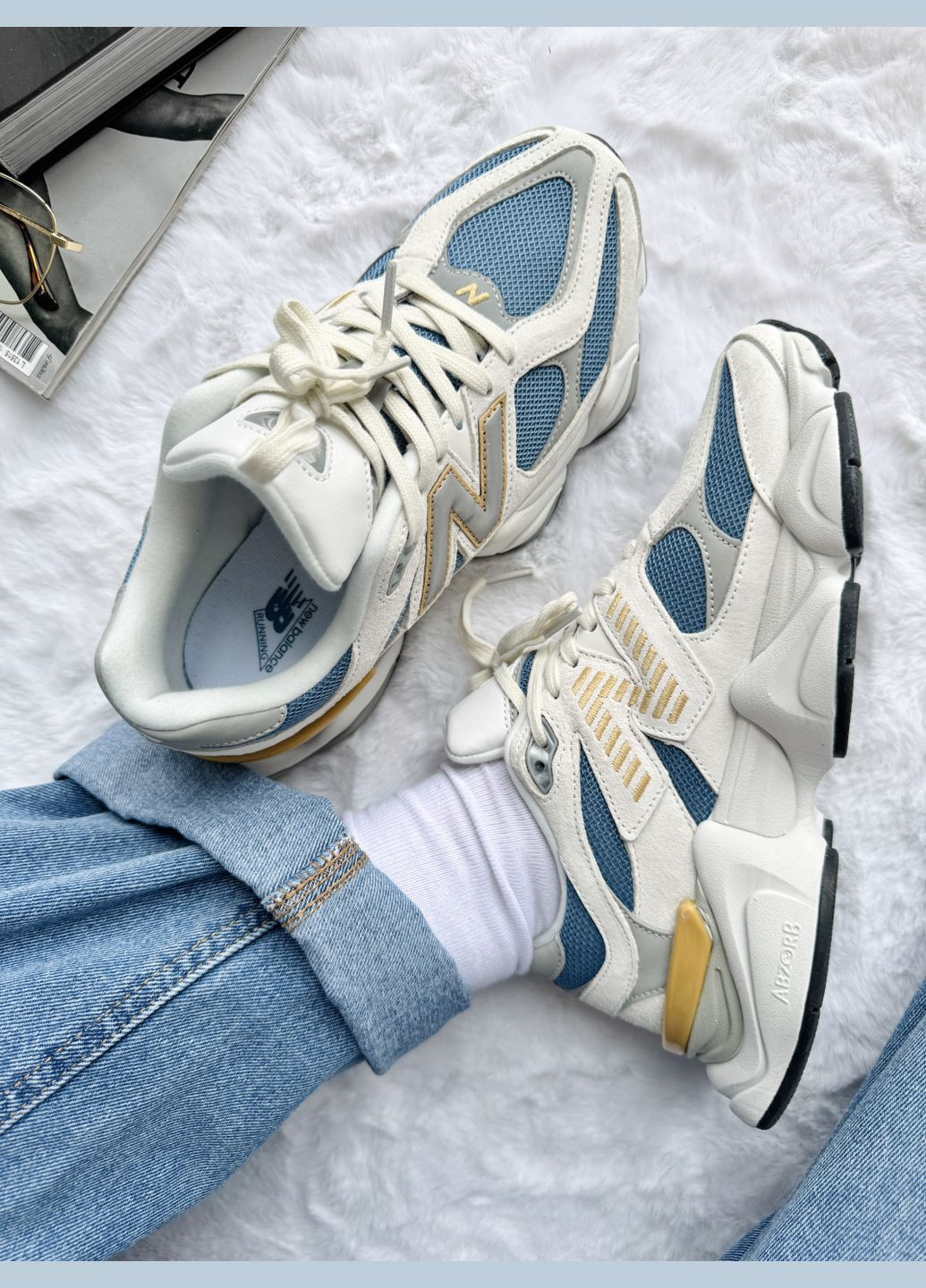 Бежевые демисезонные кроссовки мужские и женские new balance 9060 beige blue | нью беланс 9060 бежевые No Brand