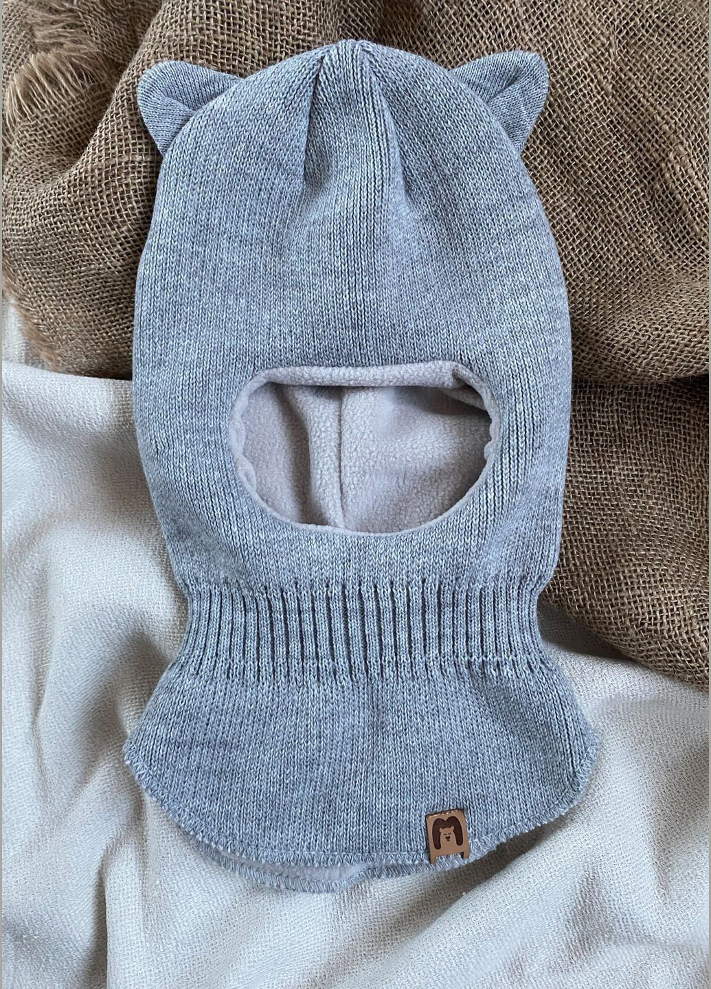 Детский шлем-шапка на зиму с милыми ушками котика Talvi Котик (307285024)