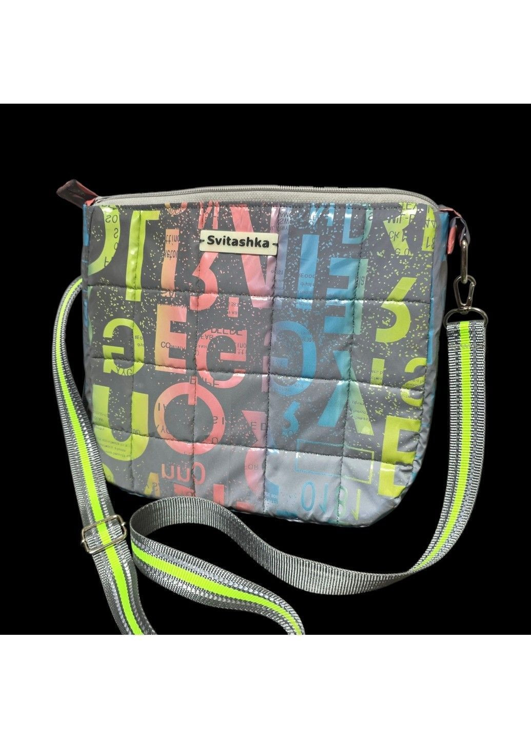 Стеганая, светоотражающая сумка Неоновые буквы кросс боди Svitashka (371135641)