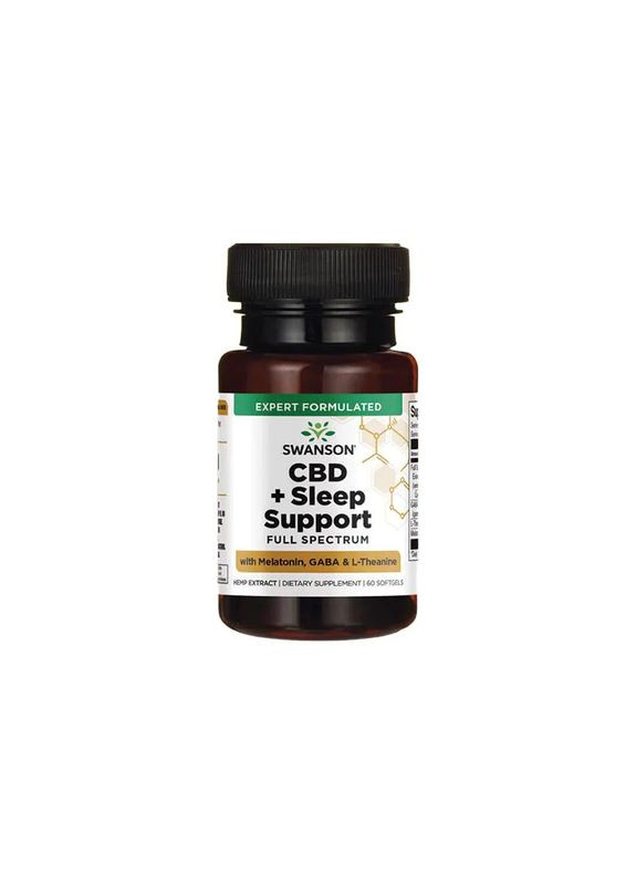 Вітаміни для сну CBD 15 mg Full Spectrum + Sleep Support with Melatonin, GABA & L-Theanine, 60 желатинових капсул Swanson (290667976)