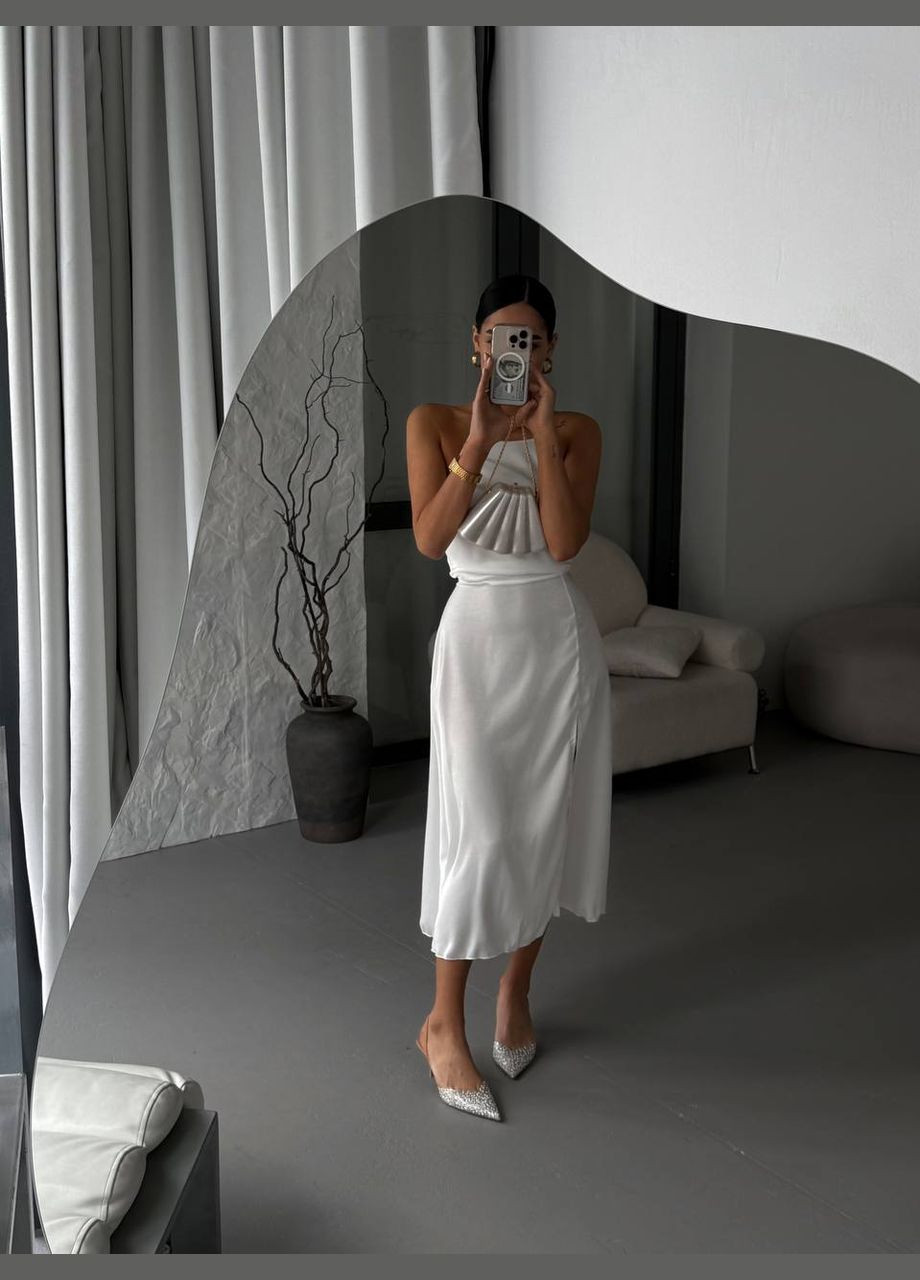 Білий кежуал, вечірня жіноча біла сукня No Brand однотонна