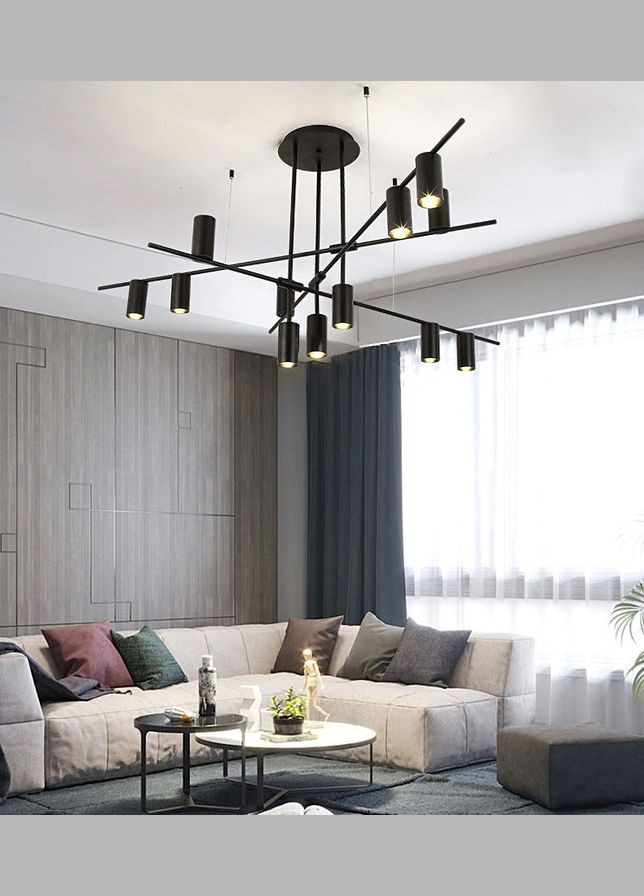 Люстра потолочная на 12 лампочек 26288 Черный 35-74х123х123 см. Sunnysky (364490927)