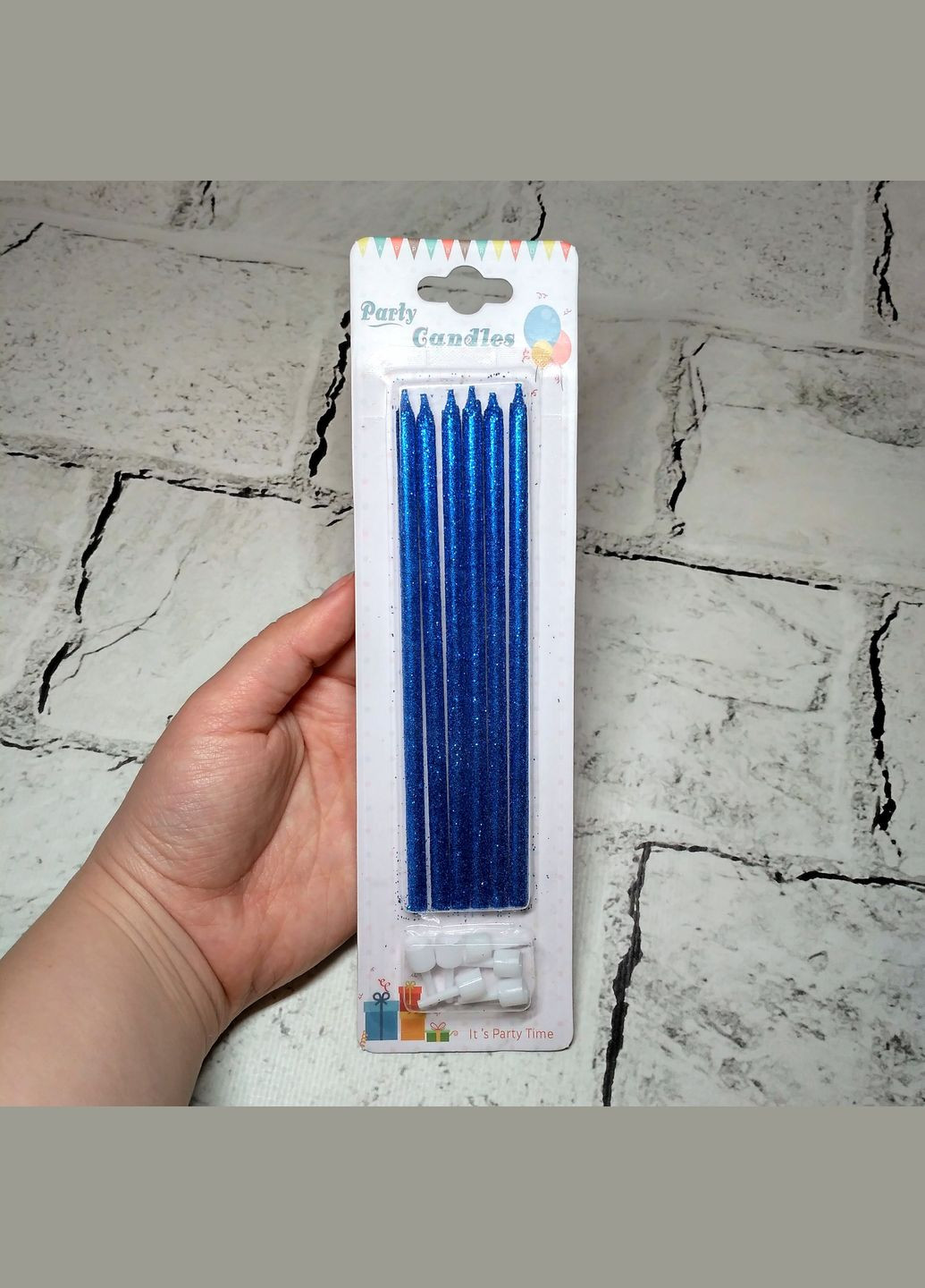 Свечи для торта Глиттер 6 шт 14 см Розовые No Brand (328925543)