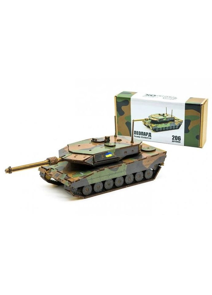 Дерев'яний 3D конструктор Танк Леопард, (206-0260), 206 дет. PuzzleOK (366667565)