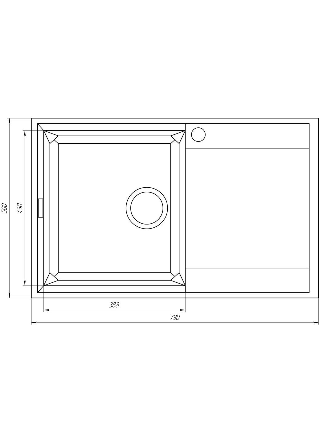 Гранітна мийка KOMO піщаний 790х500мм-А0004 Globus Lux (317045356)