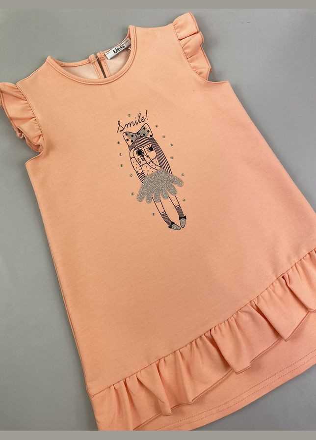 Персиковое платье трикотажное для девочки Mevis (331485037)