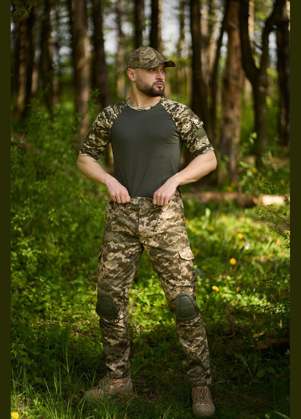 Футболка мужская тактическая с коротким рукавом "Sleeve" хаки пиксель милитари футболка камуфляж хлопок Intruder (341525262)