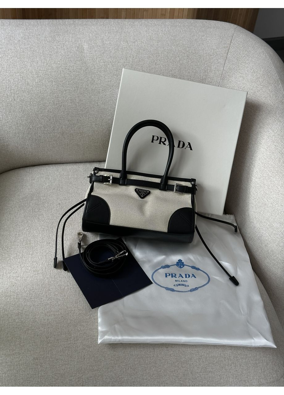 Сумка женская Bonnie Small Handbag in Canvas and Leather Beige Black No Brand (366887670)