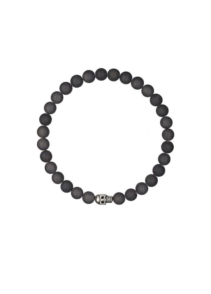Мужской браслет из натурального матового агата с черепом 4883 LeBijou (367580320)