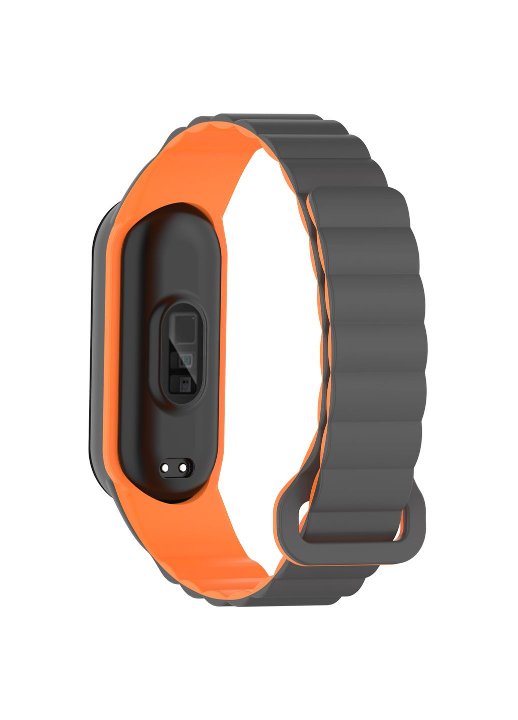 Ремешок для Xiaomi Mi Band 3/4/5/6/7 Silicone Link Цвет grey/orange No Brand Xiaomi Smart Band 3,Xiaomi 5/6/7 Original Design,Xiaomi Smart Band 6,Xiaomi Smart Band 7,Xiaomi Smart Band 4 (341307987)