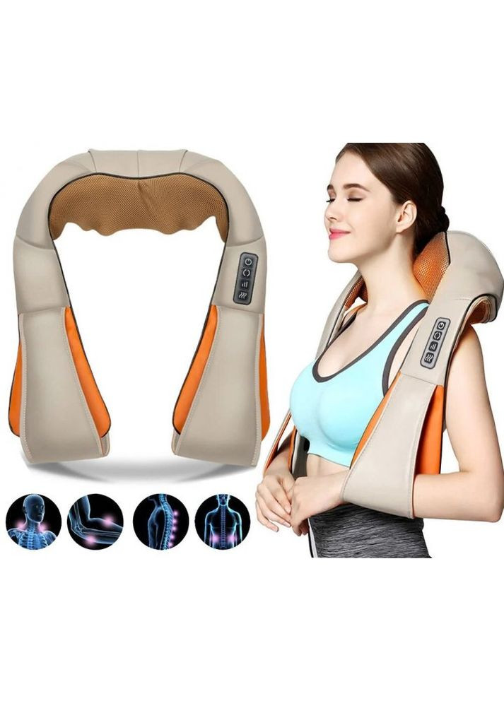 Інфрачервоний роликовий масажер для шиї, спини та плечей з підігрівом та розслаблюючим ефектом Massager of Neck Kneading (363115042)