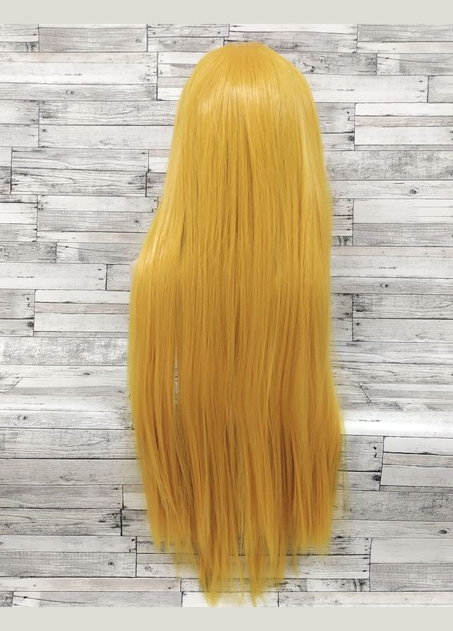 Перука жовтий довгий прямий із довгою челкою жіночий для жінок 80 см зі штучного волосся No Brand 5178 (321115294)