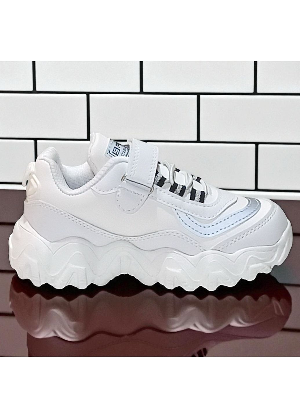 Білі осінні ортопедичні кросівки на липучках для дівчинки Tom.M