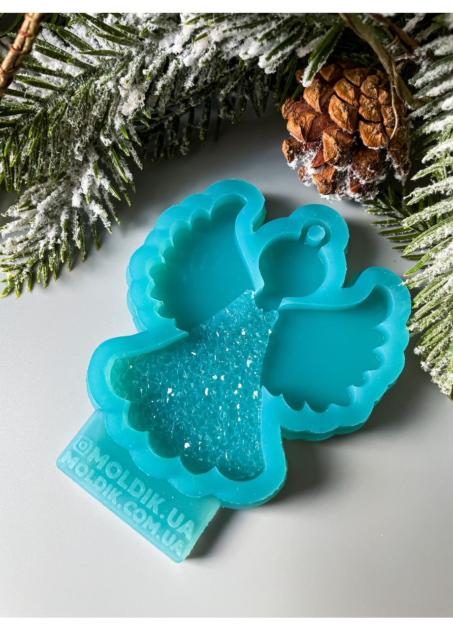 Молд Янгол у кристалічній сукні форма для новорічних іграшок на ялинку силіконова форма для епоксидної смоли No Brand (370566592)