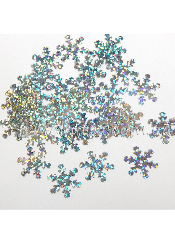 Паєтки Сніжинки срібло голограма, 2 см (5 гр) No Brand (366091544)
