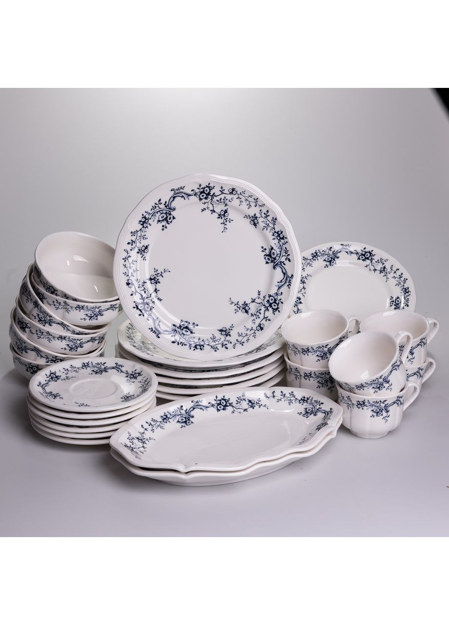 Столовий набір посуду тарілок і чашок 32 предмети на 6 персон Vintage порцеляновий YY78-10A Yiwu (370802005)