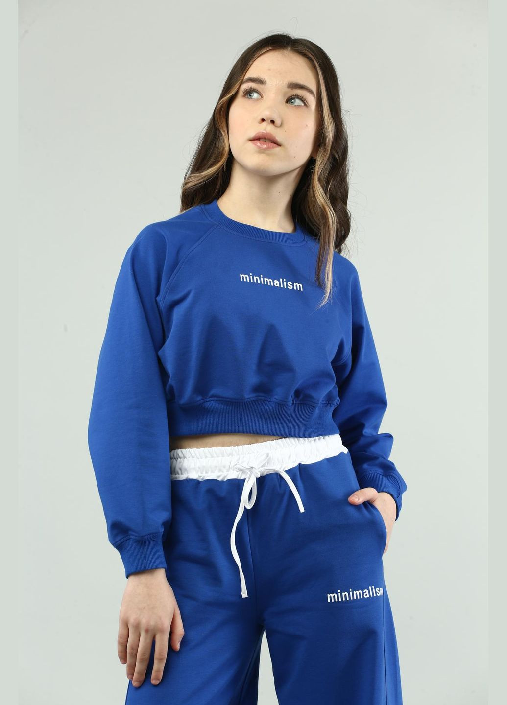 Синій демісезонний костюм мінімалізм електрик брючний IRmAS