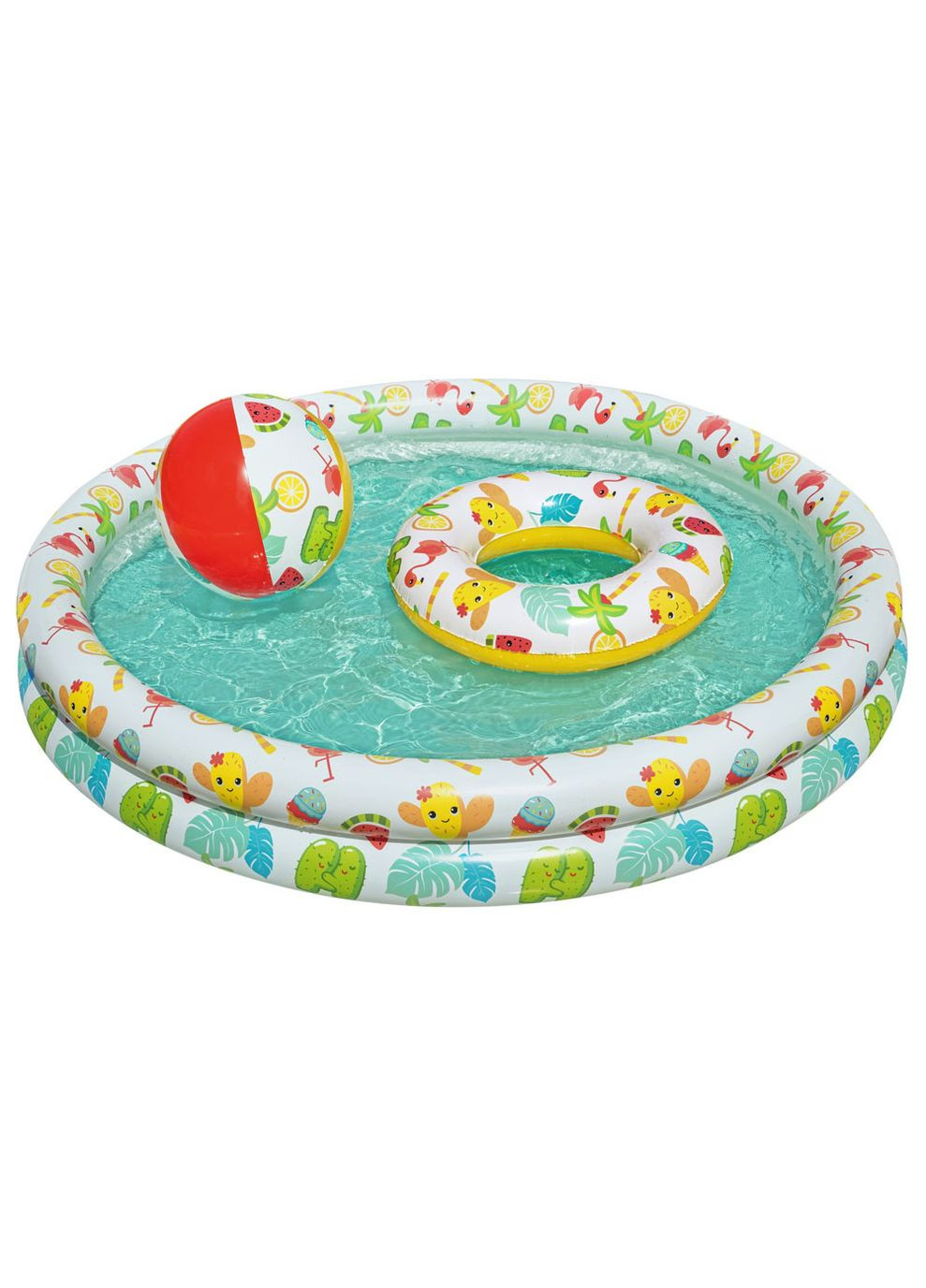 Надувной детский бассейн с мячем и кругом 122x20см 51124 (Диаметр 122 x Высота 20см) Bestway (307088537)