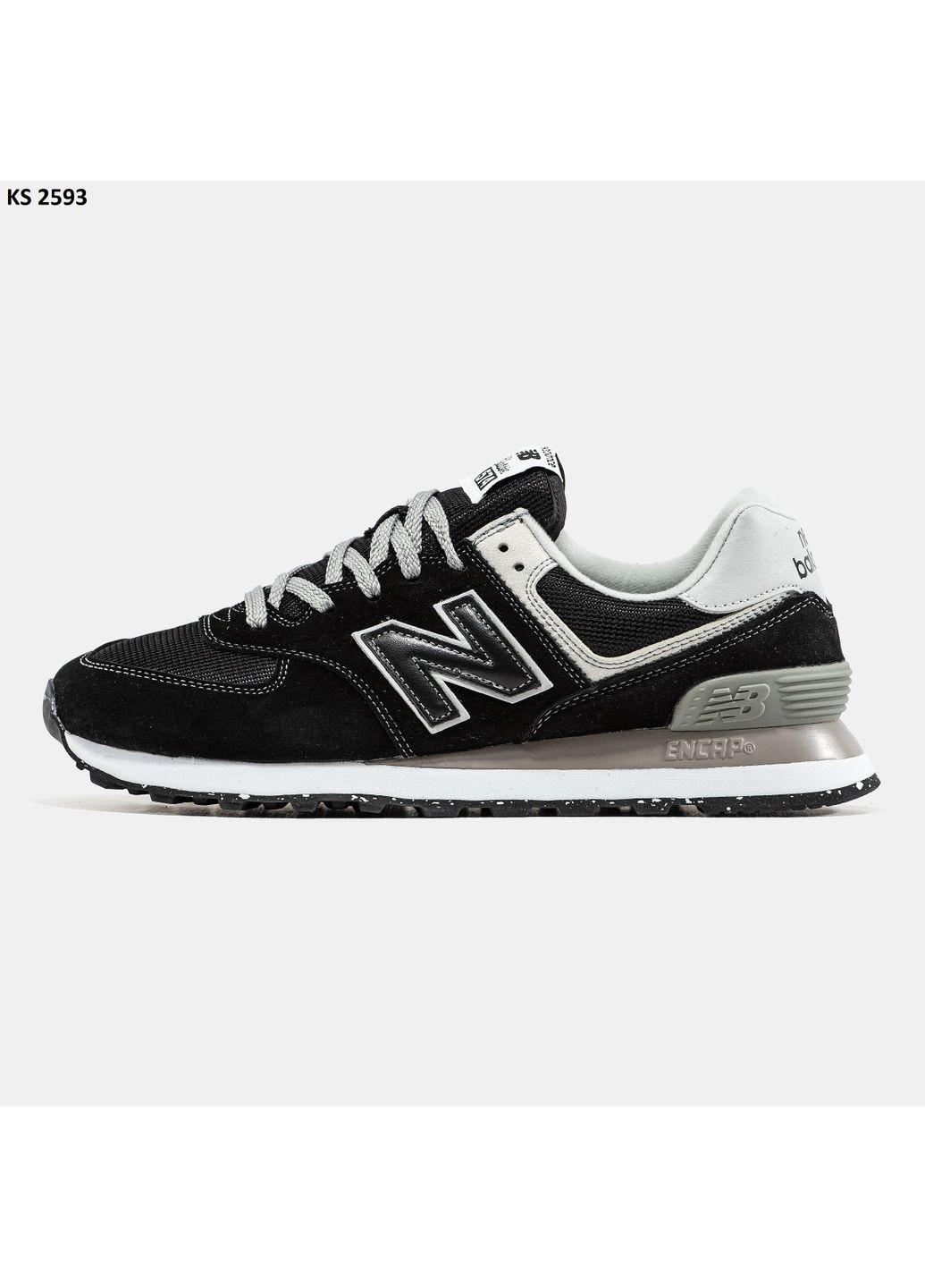 Чорні Осінні кросівки чоловічі new balance 574 black white нью беланс 574 No Brand