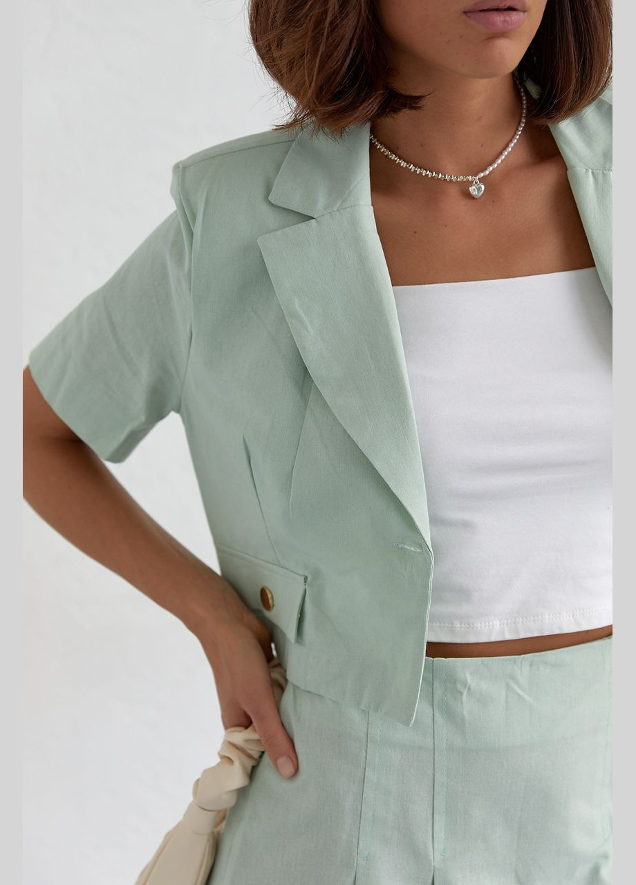 Костюм зі спідницею плісе і коротким жакетом - білий колір M (sku_9464) No Brand (327820450)