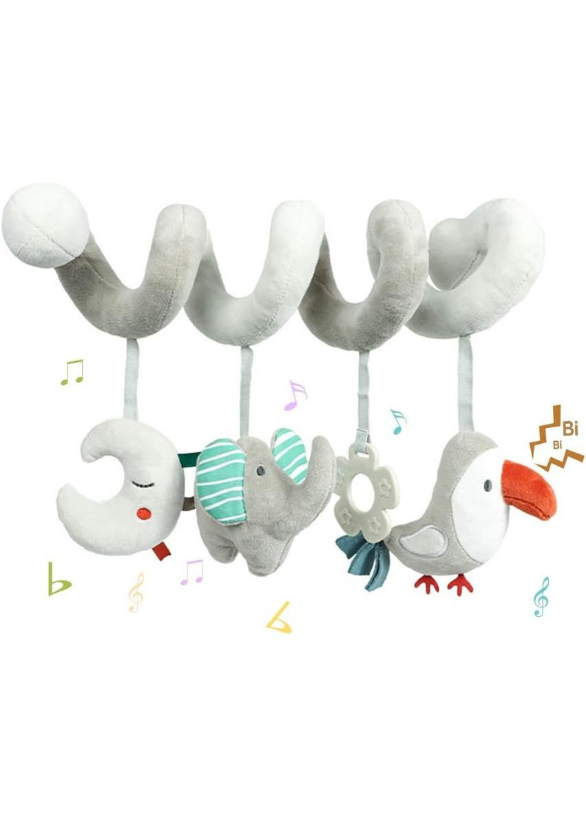 Подвесная игрушка-спираль для коляски и кроватки с грызунком, погремушкой и шуршалкой 0+ No Brand (364195410)