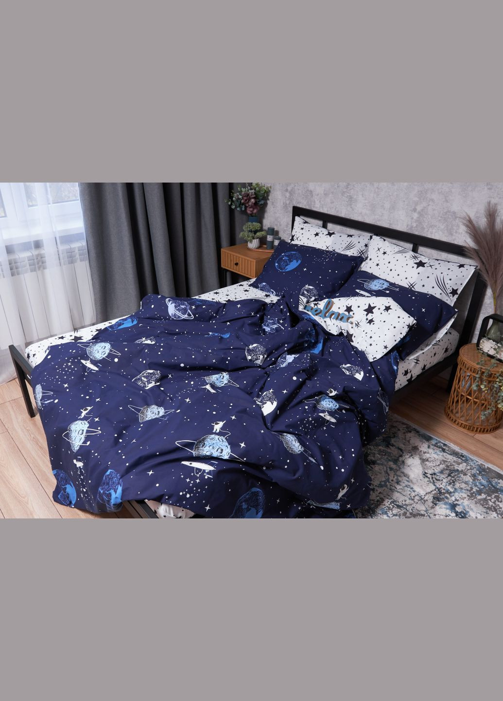 Комплект постельного белья Ranforce Elite «» полуторный 143х210 наволочки 4х50х70 (MS-820001721) Moon&Star Cosmos (285716856)
