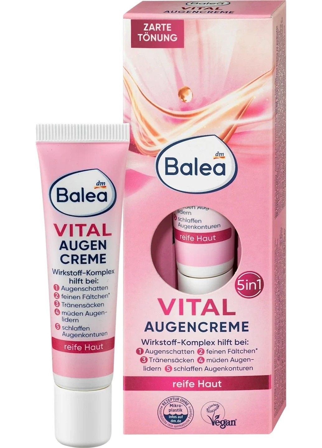 Vital Augencreme - Тонирующий крем для век 5-в-1 против морщин и темных кругов, 15 мл Balea (338254587)