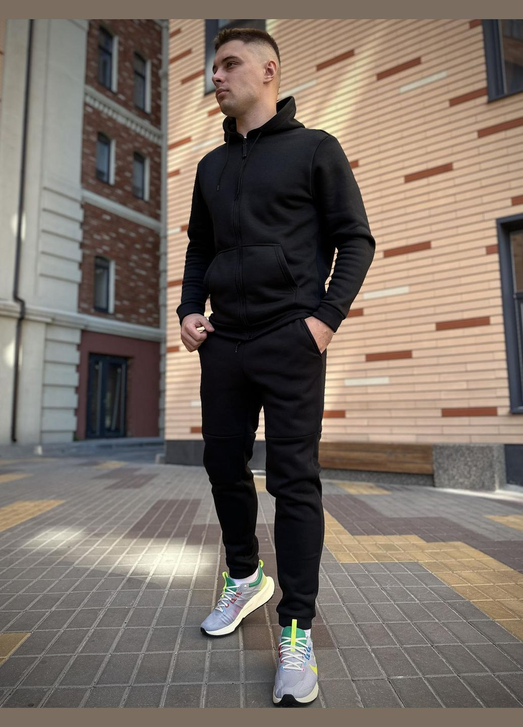 Черная демисезонная 3 в 1 куртка зимняя + кофта на змейке + брюки комплект до -25℃ No Brand