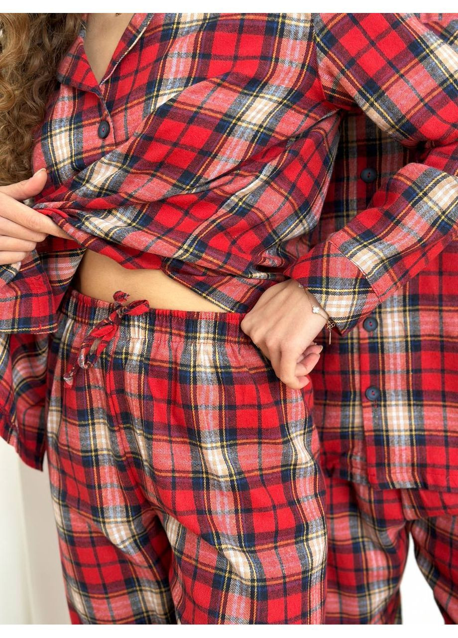 Красная всесезон стильная женская пижама в стиле фемили лук рубашка + брюки Vakko